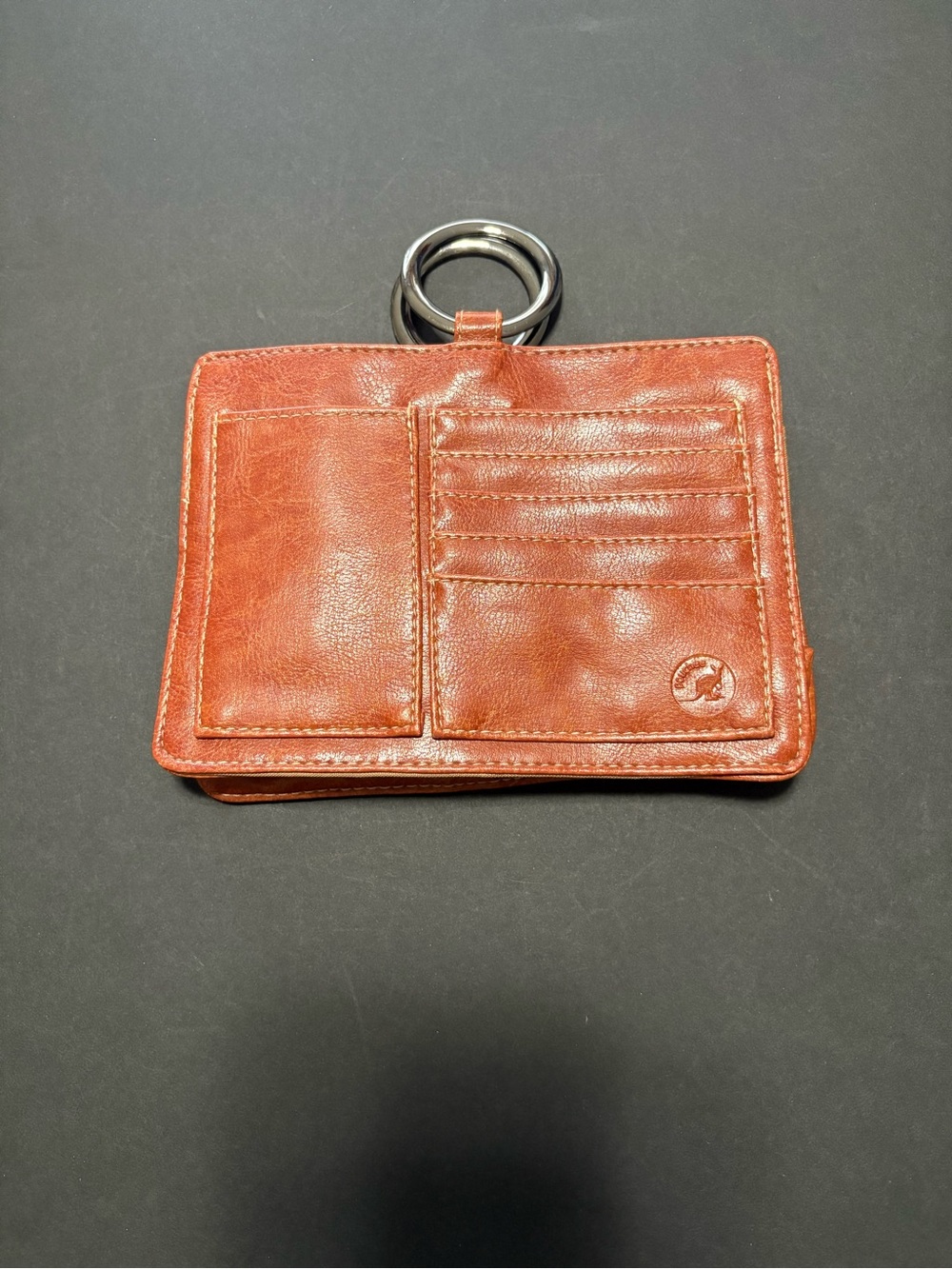 Leather Card Wallet Keyring - Brown